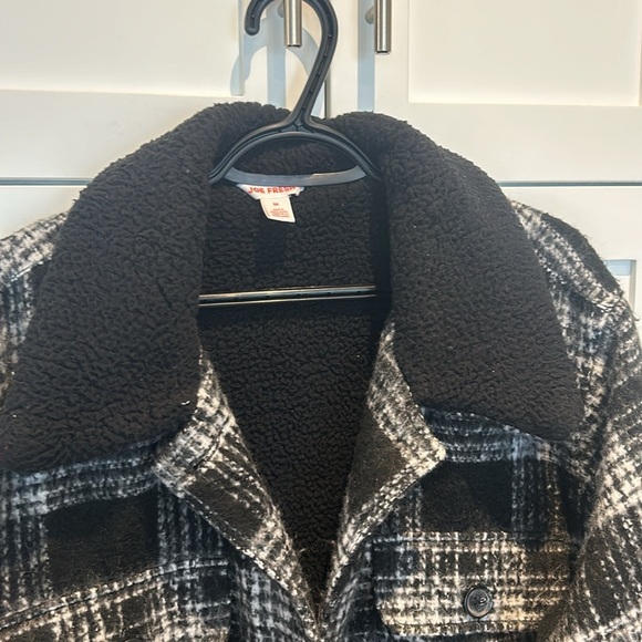 Joe Fresh Sherpa Teddy Fleece Black and White Checkered Shacket Coat Size 3X - Picture 6 of 15